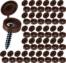 Plastic Hinged Screw Covers - Brown, Snap Washer Caps with Flip Tops, Rust Prote