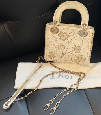 Christian Dior Lady Embroidery Limited Edition Top Handle Bag