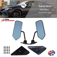 Black Universal F1 Style Car Racing Rearview Side Wing Mirrors Convex Glass