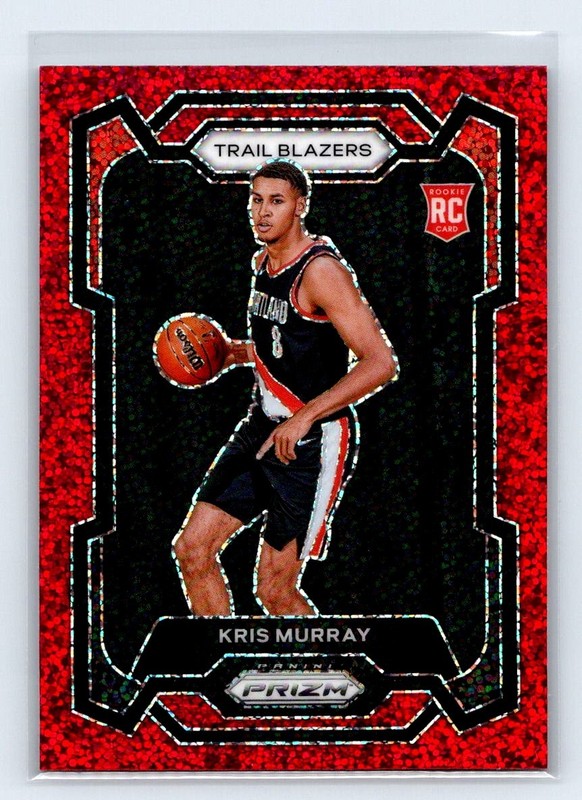 2023-24 Panini Prizm #142 Kris Murray Red Sparkle SSP RC Trailblazers