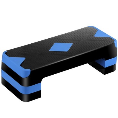 Aerobic Step Platform Exercise Step Adjustable Height 4''-6''-8' w/4 Risers Blue