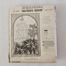 DESIGNS Rug Crafters  "California Mission" Rug Craft Kit 22 X 33 New In Bag 1978