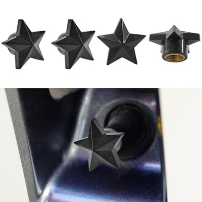 4PCS Star Tire Valve Stem Caps- Five-Pointed Star Shaped Car Wheel Tire Black