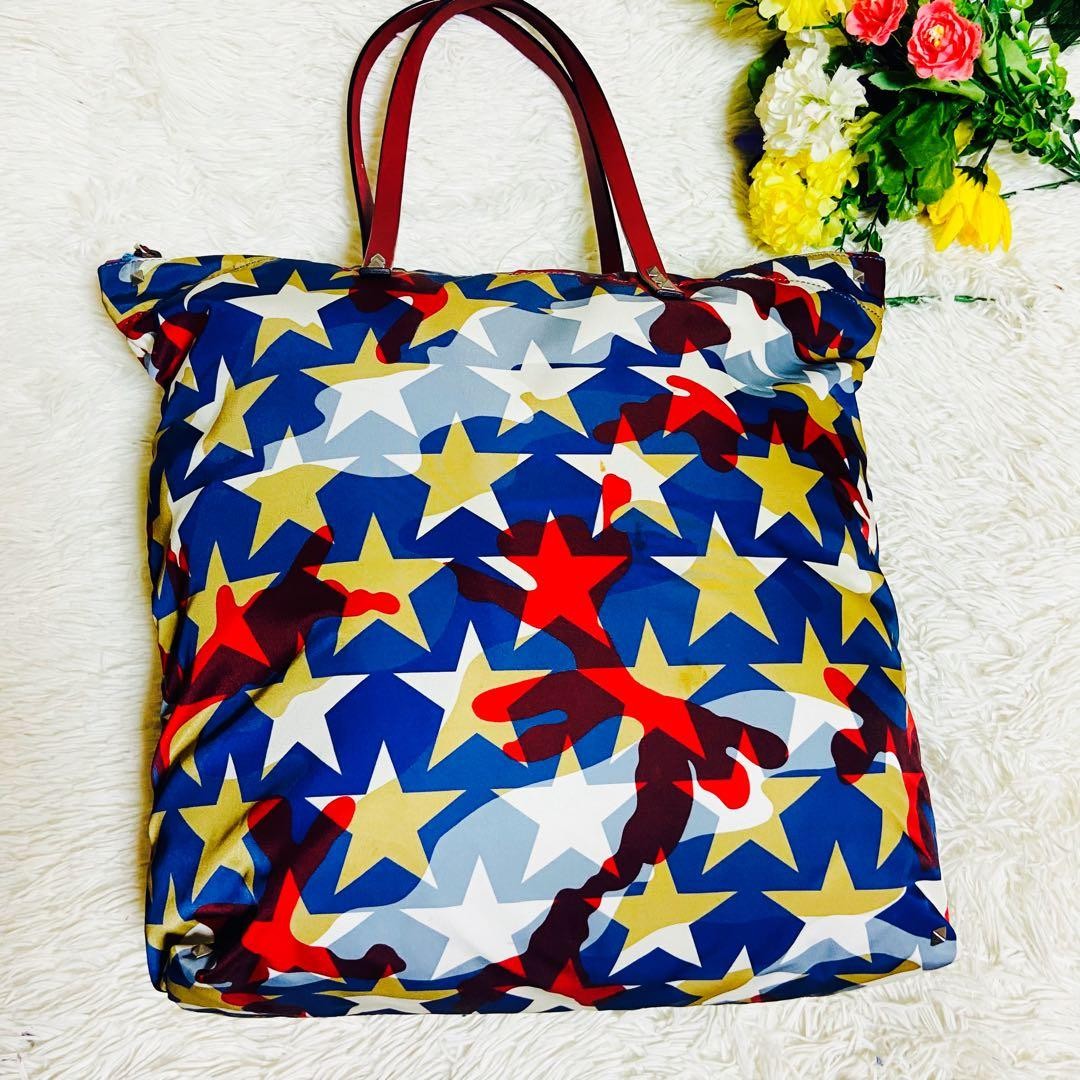 Valentino Garavani Tote Bag Large Star Camouflage Leather Nylon Made in Italy J thumbnail 13