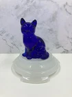 Vintage Fenton Sitting Cat Cobalt Figurine Paperweight
