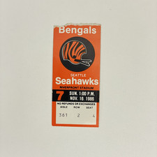 Cincinnati Bengals vs Seahawks 11/16/1986 NFL Ticket, Steve Largent
