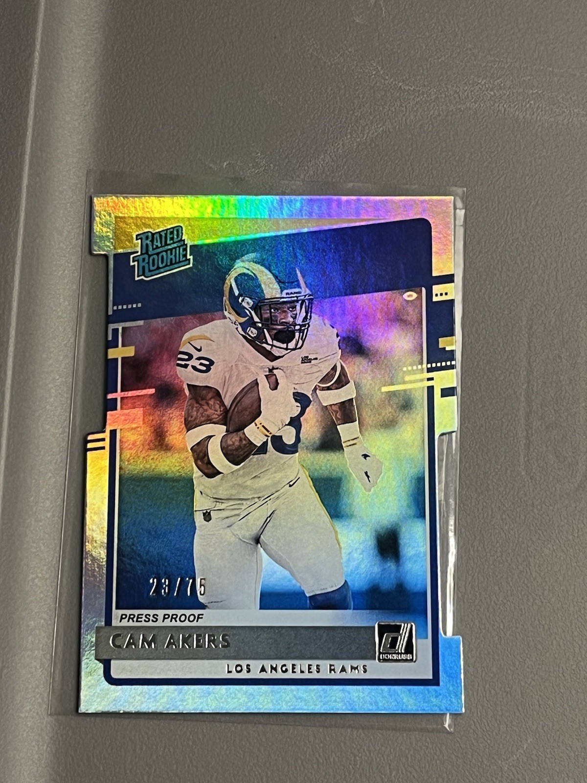 2020 Donruss Rated Rookie Cam Akers #325 Press Proof Silver DieCut 23/75 Jersey#
