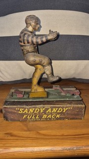 Vintage 1919 Wolverine Sandy Andy Full Back Tin Litho Football Toy Antique Works