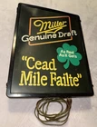 Vintage Miller Genuine Draft Beer Light Up Sign (19.5"x15"x4) “Cead Mile Failte”