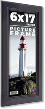 6x17 Frame Black Picture Frame Complete Modern Photo Frame UV Acrylic, Acid Free