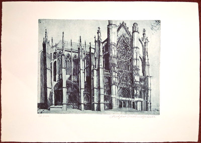 Radierung Kathedrale Saint-Pierre de Beauvais von Norbert Richter-Scrobinhusen