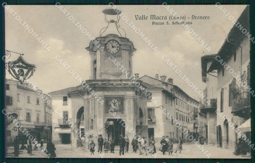 Cuneo Dronero Piazzetta San Sebastiano cartolina MT5935