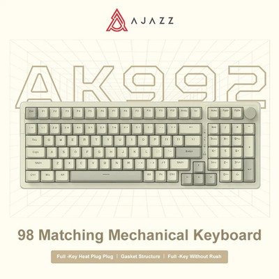 AK992 98-Key Mechanical Keyboard Hot Swap USB-C PBT Ice Blue Backlit Knob