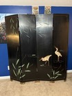 4-Panel Black Wood Foldable Freestanding Asian/Oriental Room Divider Birds — photo 2
