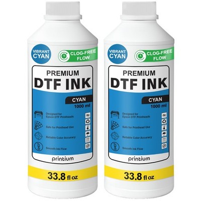 DTF Ink Cyan Bundle 2 Pack 33.8 fl oz (1000 ml) Refill   High Opacity Clog-Free