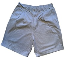 Vintage 80  s Ultra High Waisted Pleated Khaki Mom Shorts Cuffed SZ 30  Waist M