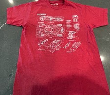 Batman v Superman: Dawn of Justice Medium Red T Shirt Batmobile Design DC Comics