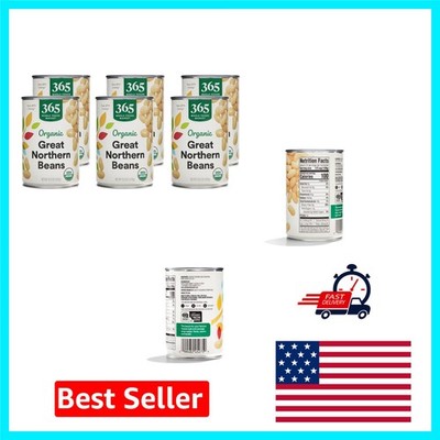 Versatile Organic Great Northern Beans, 6 Cans of 15.5 Oz - Ideal for Soups