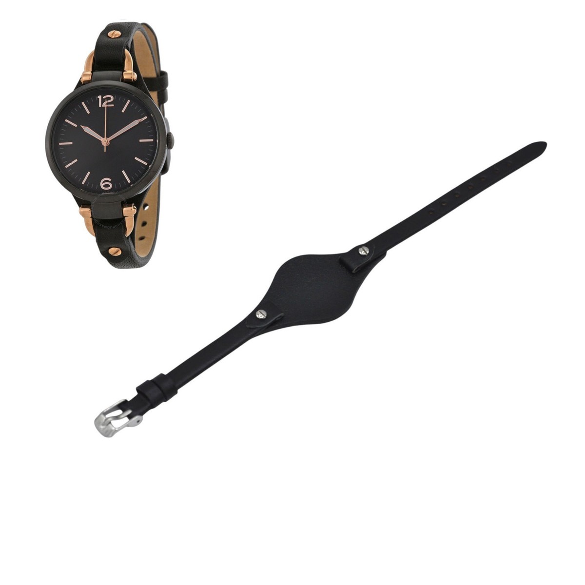 Georgia ES3453 8mm Black Leather Watch Strap For Fossil | eBay