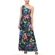 NWT SNLY Formal Floral Dress Maxi Wedding Prom One Shoulder 22W