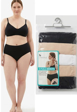 Ladies TU 5 Pack Full Briefs Plus Size Knickers  Cotton Rich Nude Black White