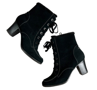 Sporto Candice Black Suede Fur Lined Winter Boots  Size 10  Mid Calf  Waterproof