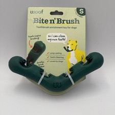 Woof Bite n' Brush Small Treat Holder Toothbrush Tough Non Toxic For Dogs 7"