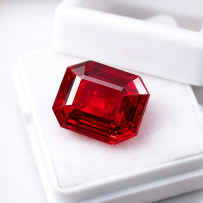 Emerald Cut Natural 13 Carat Certified Unheated Red Ruby In Ring Size Loose Gem