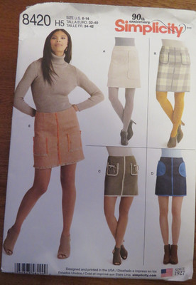 Simplicity 8420 Schnittmuster Damen Slim Fit Minirock ungeschnitten Größe US 6-14