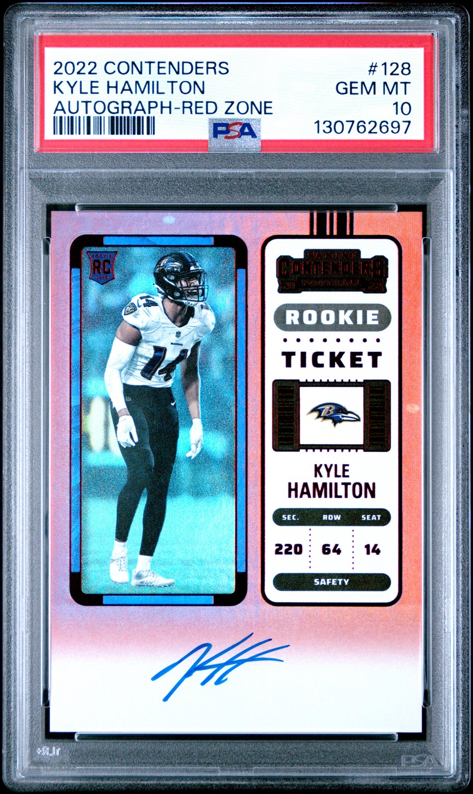 Kyle Hamilton Panini Contenders #128 Autograph-Red Zone