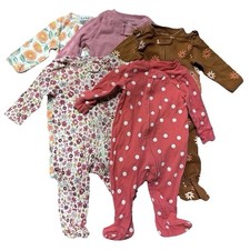 Baby Girl Footie Pajamas Size 3-6 Months 2 Way Zipper Floral Pink