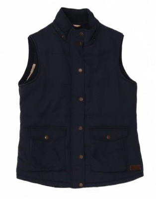 FAT FACE Womens Sleeveless Sherpa Jacket UK 10 Small  Navy Blue Polyester BM22