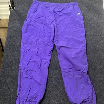Mizuno Track Pants Mens Large Purple Nylon Water Resistant Zip Hem