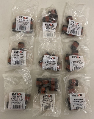 Lot of 45 (9 Packs of 5) E-Z Lok 329-1018 Self Locking Thread Insert Lock 49/64
