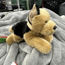 STUFFED ANIMAL PLUSH GANZ DOG WEBKINZ GERMAN SHEPHERD Lying Brown Black 10" LONG