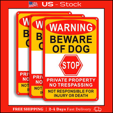 3 Pack Beware of Dog Sign,8X12 Inches, Reflective Film, Anti-Rust Aluminum Metal