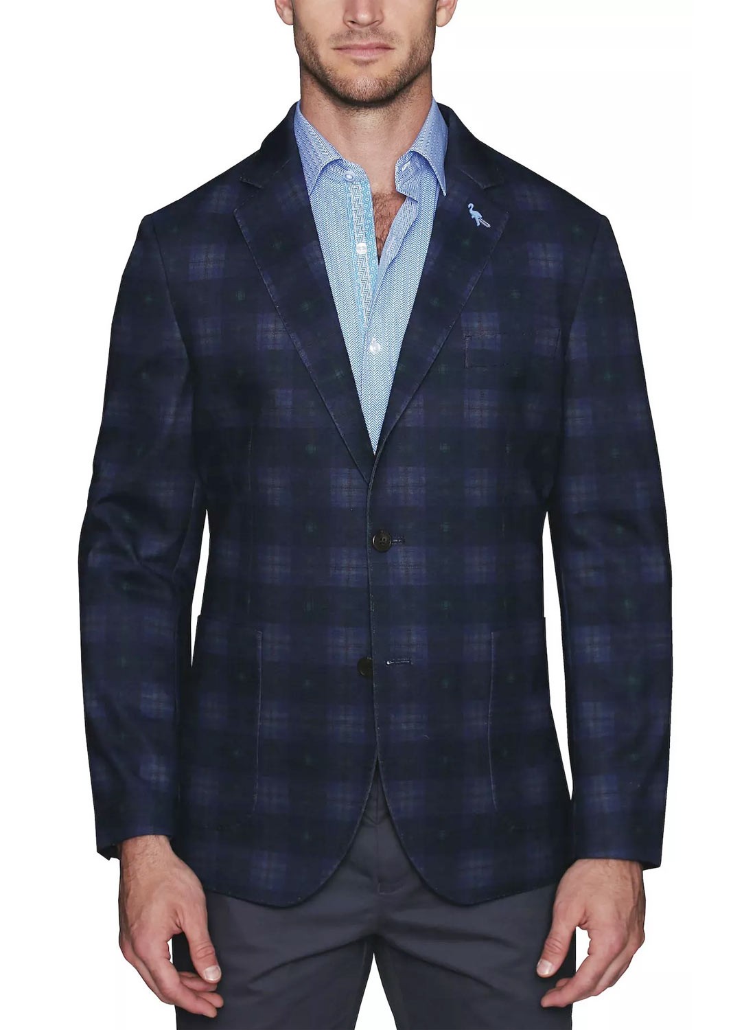 Мужское спортивное пальто из стрейчевого трикотажа с принтом TailorByrd современного покроя длиной 42 см темно-синего цвета 17190₽