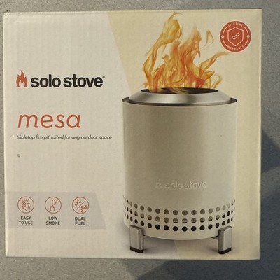 NEW Solo Stove Mesa Tabletop Fire Pit  Bone Smokeless w/ Stand/ Pellet OPEN BOX