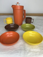 Vtg 1970s Tupperware Mini Children's Serving Play Set: Pitcher, Cups, Bowls T