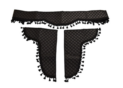 Set of black eco leather curtains with black tassels for MAN TGX TGA TGL TGS