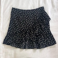 Urban Outfitters Polka Dot Ruffle Mini Skirt  Black  White  Size M