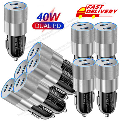 Dual USB C Type C PD Fast 40W Car Charger Adapter Lot For iPhone15 16 17 Android