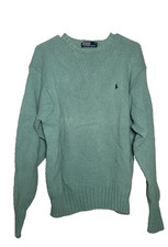 Vintage 80s Polo Ralph Lauren Pullover Sweater Men's XL Green Cotton Hong Kong