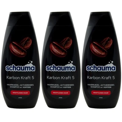 Schauma Shampoo Karbon Kraft 5 3 x 400ml gegen kraftloses Haar mit Koffein