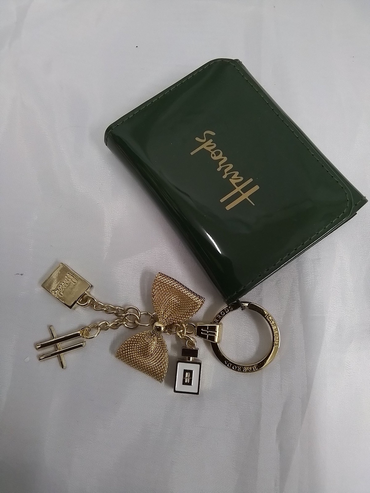 Harrods Green Wallet with Gold Charm Accents - Z#4403