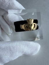 VINTAGE IRISH CLADDAGH YELLOW GOLD 9KT RING S...