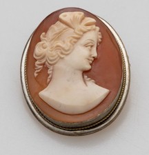 Kamee Brosche Anhänger 800 Silber Damenprofil oval 6,07 g punziert