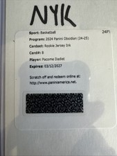 Pacome Dadiet 2024-25 Panini Obsidian Basketball Rookie Jersey Ink Redemption
