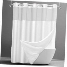 No Hook Shower Curtain with Snap in Liner Set 71"W x 74"L Pack of 1 White