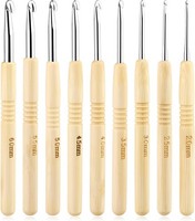HäKelnadel-Set Ergonomisch Holzgriff 2,0-6,0 Mm 9 StüCk FüR AnfäNger